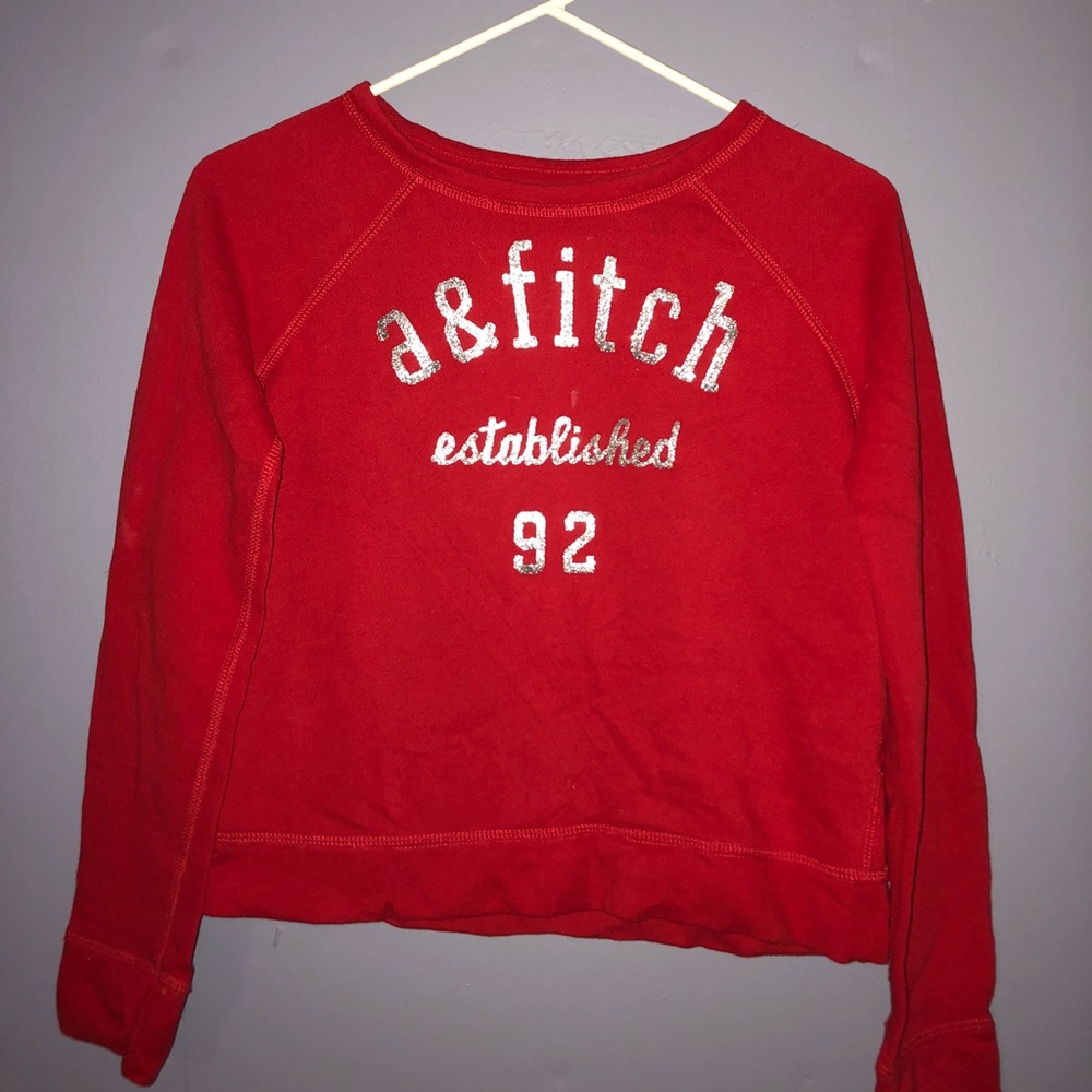 Abercrombie & Fitch red sweater w/ glitter letters
